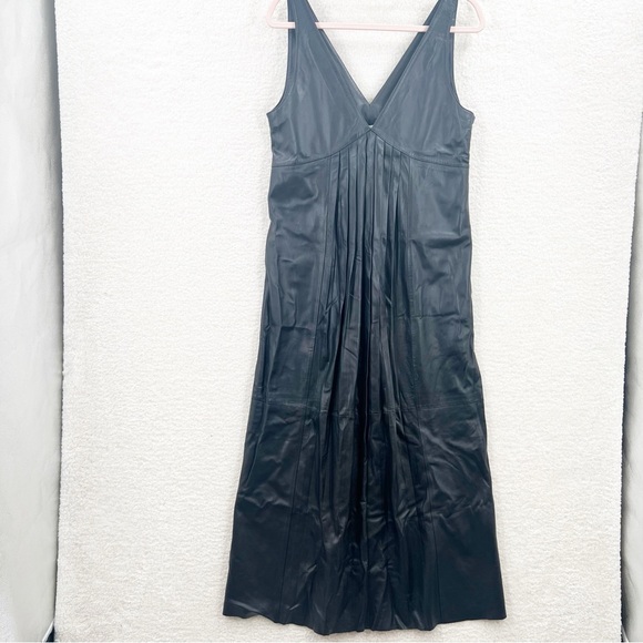 Massimo Dutti black sheep leather limited edition dress size S - Picture 3 of 11